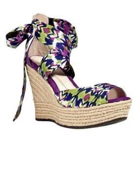 UGG Espadrille Wedge Sandals in Purple & Lime Ikat 6